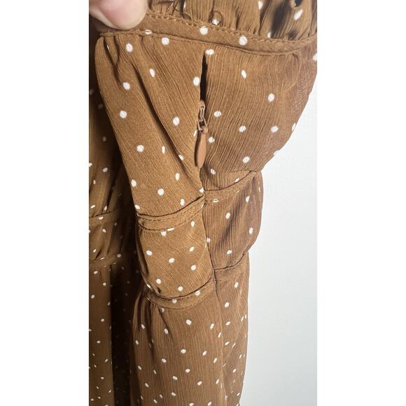 Madewell Size 6 Sophia Cami Tiered Midi Dress in Dot Brown Tie Back Zip *read* - Picture 12 of 15